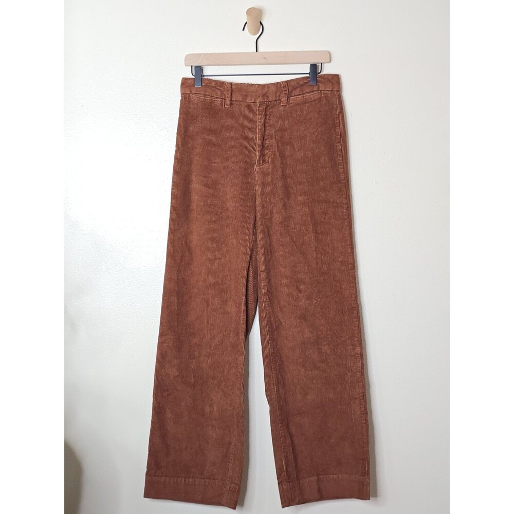Gap High Rise Wide Leg Crop Corduroy Pants Womens 8 Tall Henna Brown